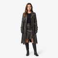 Distressed Leather Trench Coat for Women | Post-Apocalyptic Dark Fantasy Costume - Verlain London