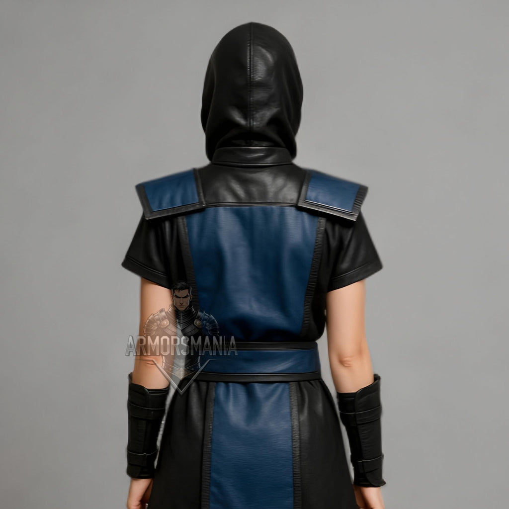 Women's Blue & Black Ninja Costume – Hooded Warrior Cosplay Armor - Verlain London
