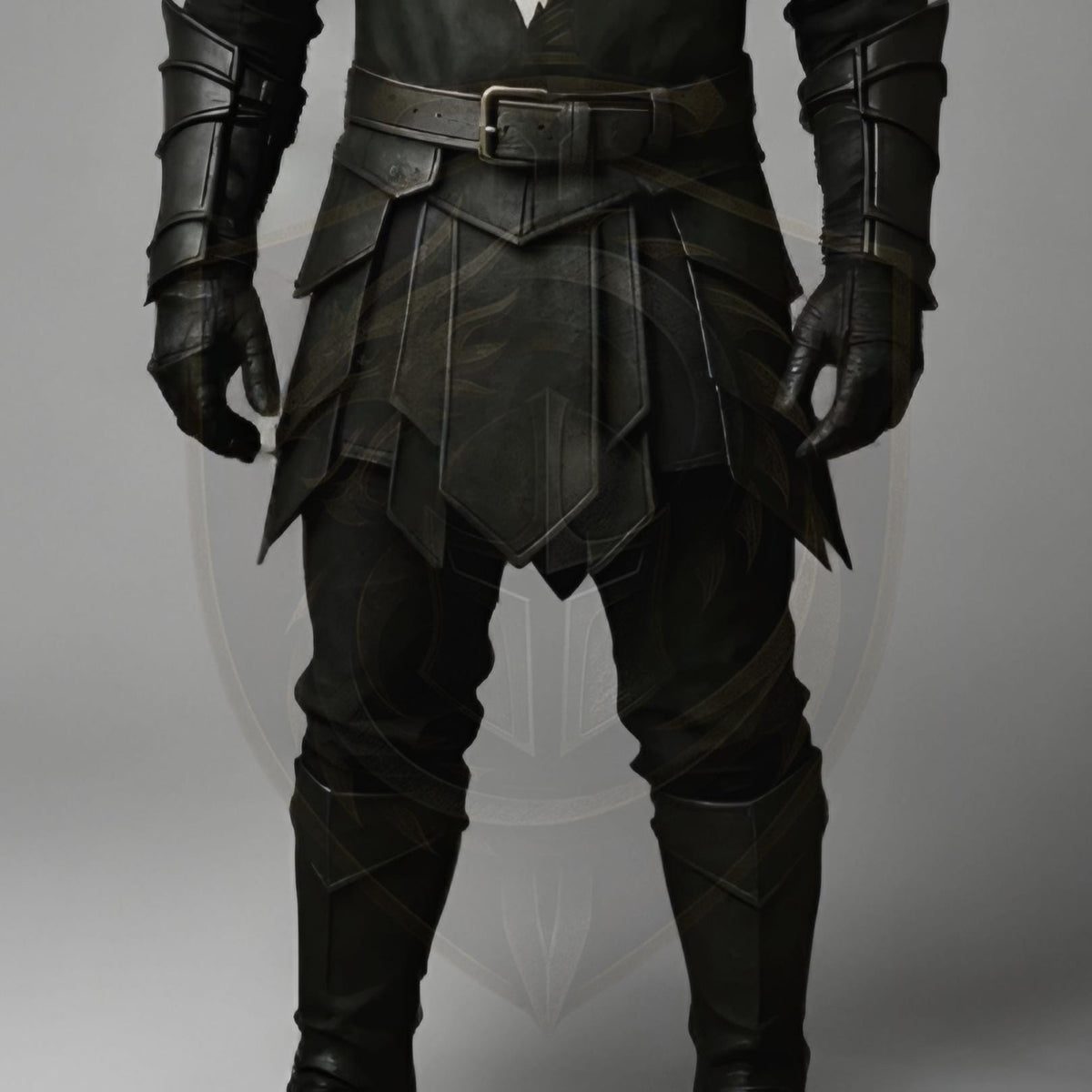 Medieval Black Knight Armor Dragon Crest