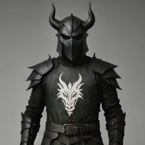 Medieval Black Knight Armor Dragon Crest