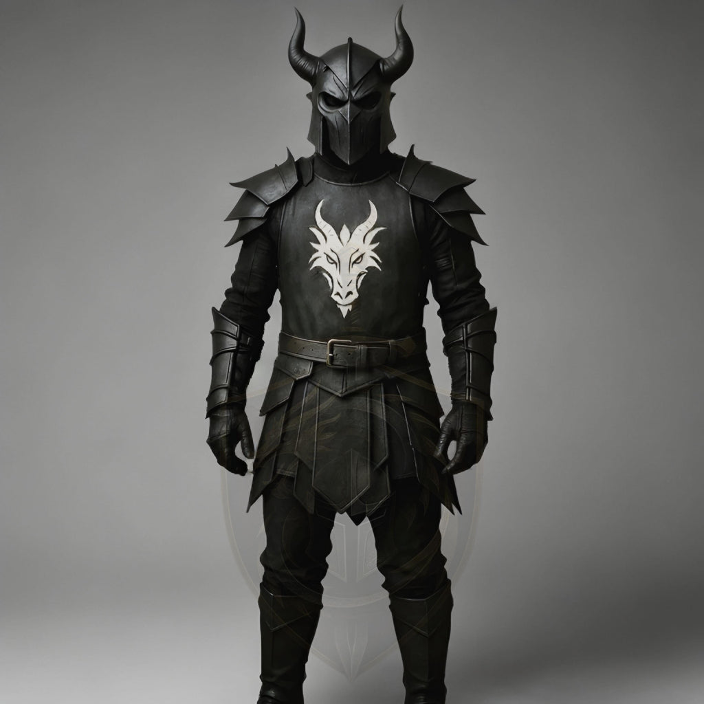 Medieval Black Knight Armor Dragon Crest