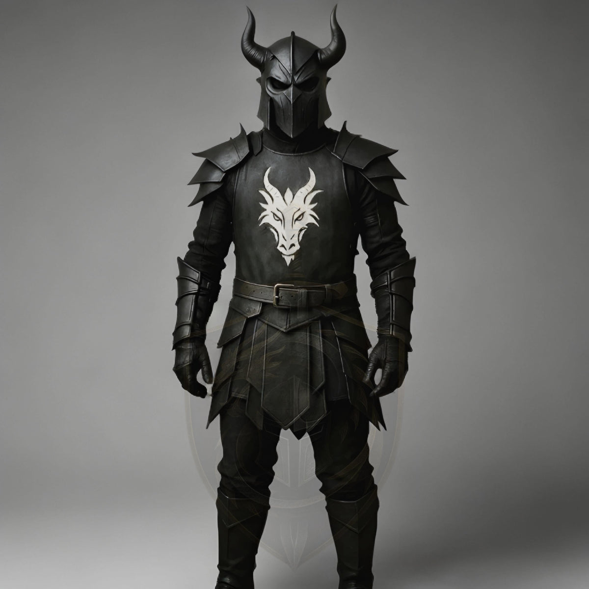 Medieval Black Knight Armor Dragon Crest