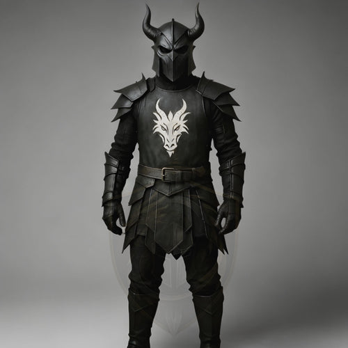 Medieval Black Knight Armor Dragon Crest
