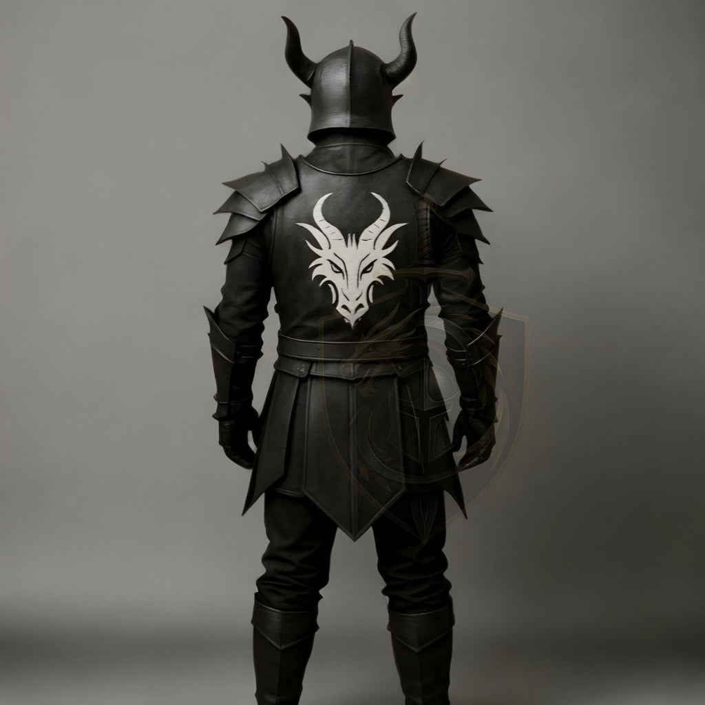 Medieval Black Knight Armor Dragon Crest