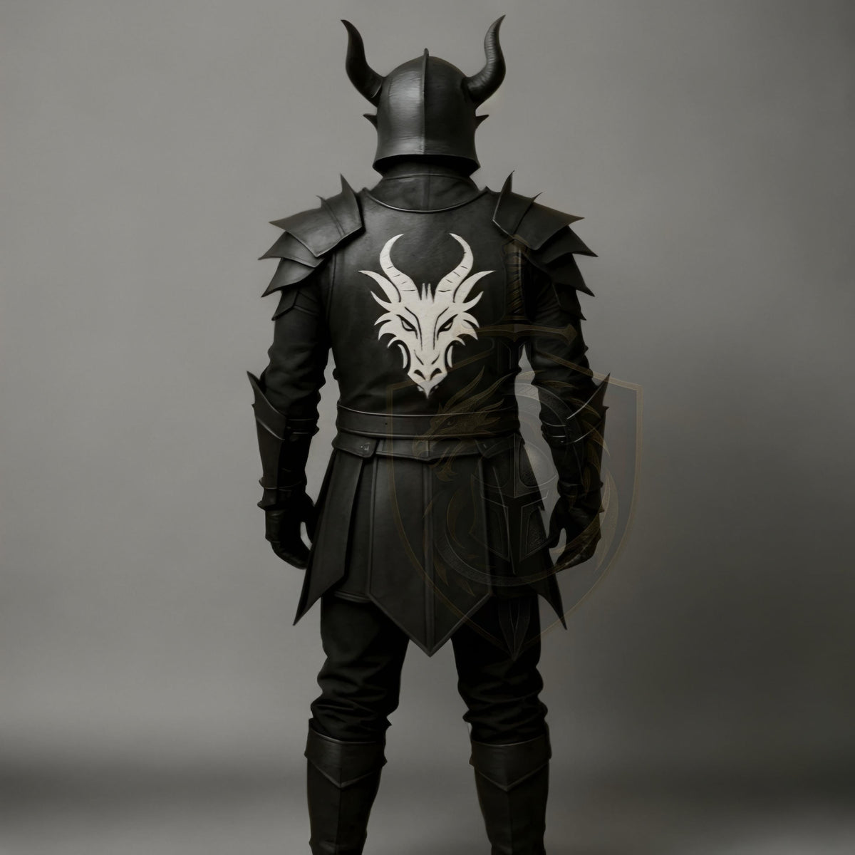 Medieval Black Knight Armor Dragon Crest