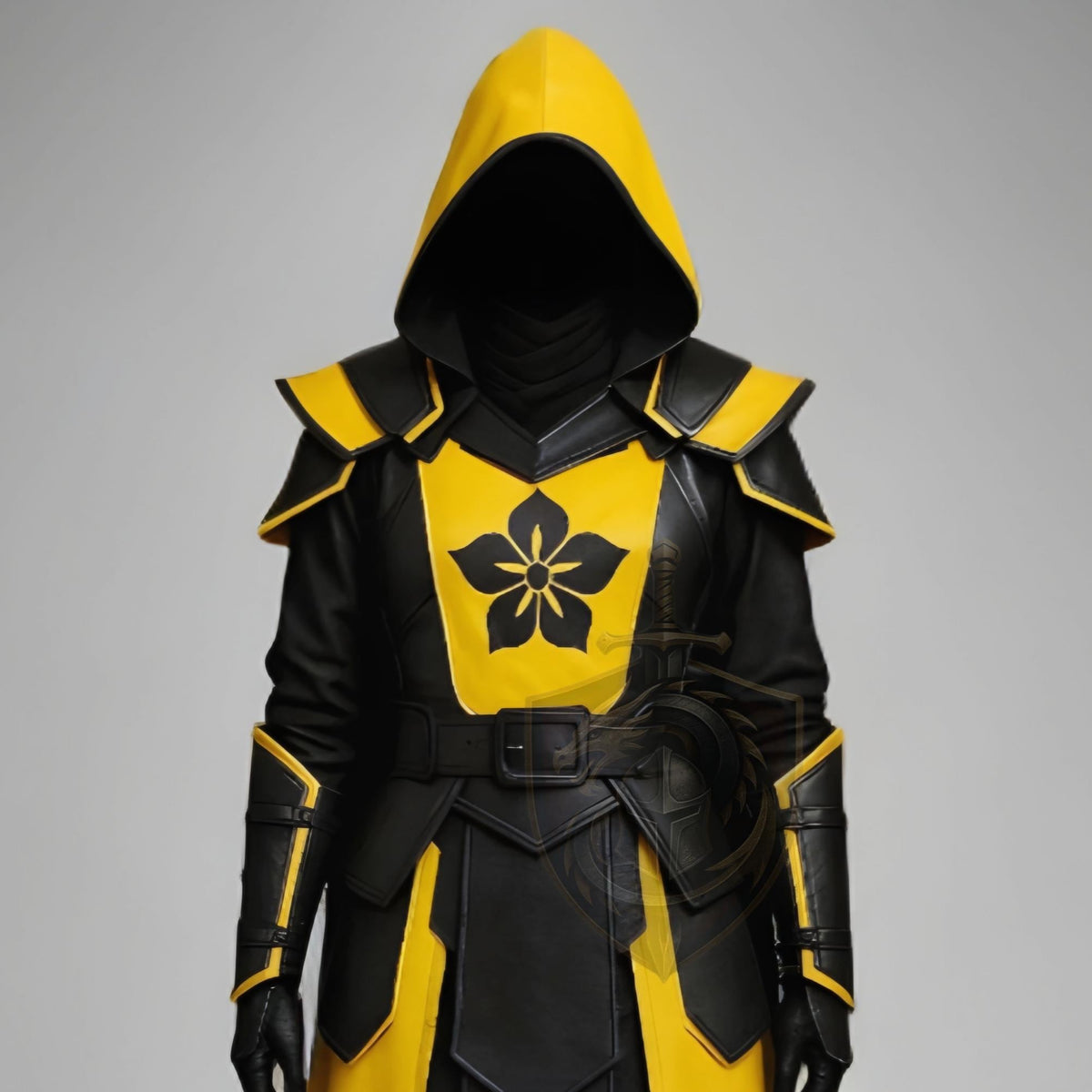 Yellow & Black Assassin Cosplay Costume – Hooded Leather Armor Cloak - Verlain London