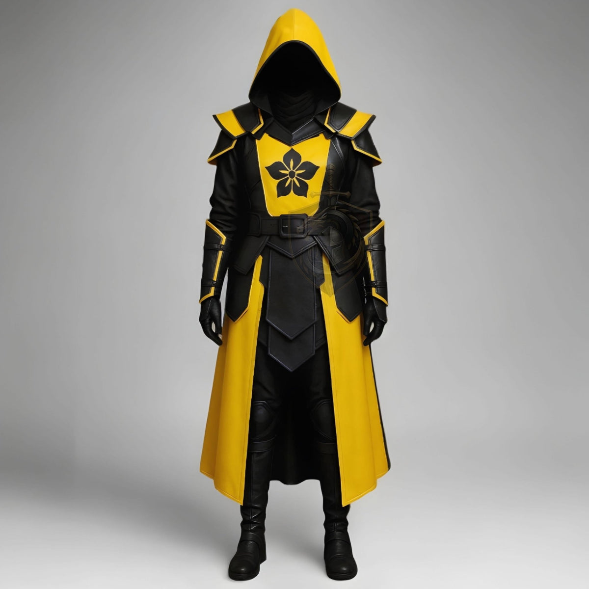 Yellow & Black Assassin Cosplay Costume – Hooded Leather Armor Cloak - Verlain London