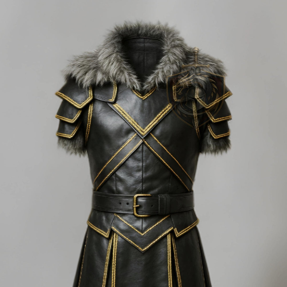 Viking Leather Armor with Fur Collar – Norse LARP & Cosplay Costume - Verlain London