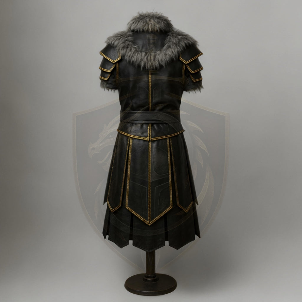 Viking Leather Armor with Fur Collar – Norse LARP & Cosplay Costume - Verlain London