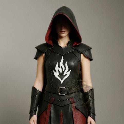 Handcrafted Black Leather Hooded Cloak