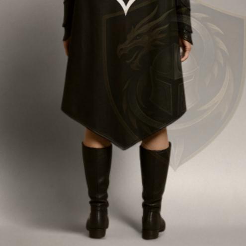 Handcrafted Black Leather Hooded Cloak