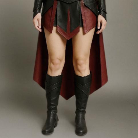 Handcrafted Black Leather Hooded Cloak