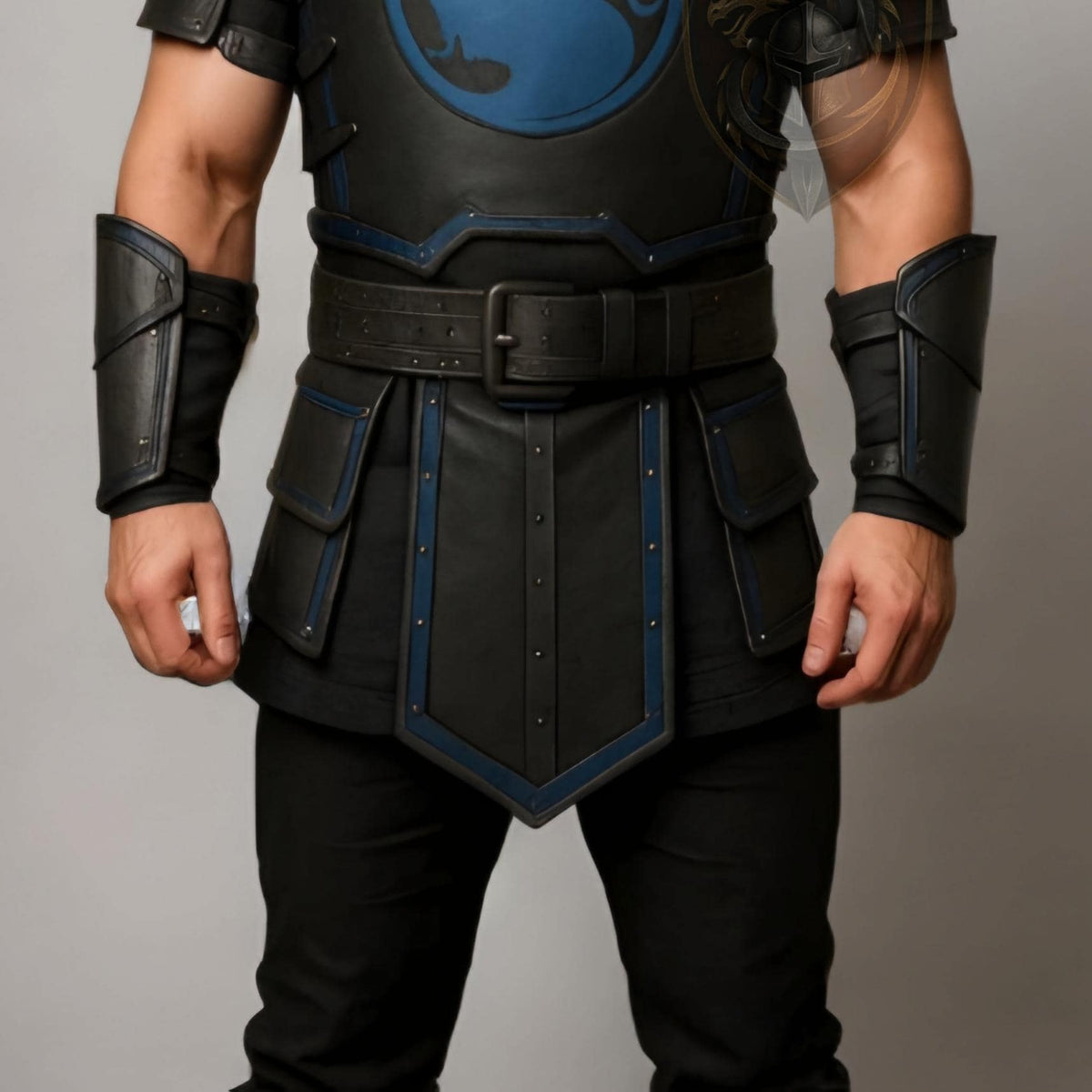 Black & Blue Ninja Warrior Leather Armor – Dragon Emblem Cosplay Suit - Verlain London