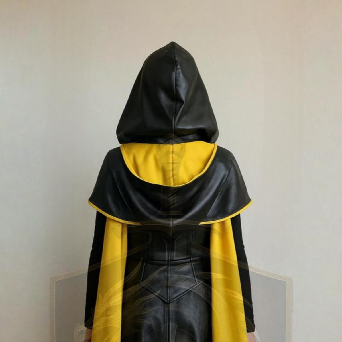 Women's Black & Yellow Hooded Cape – Gothic Fantasy Warrior Cosplay Cloak - Verlain London