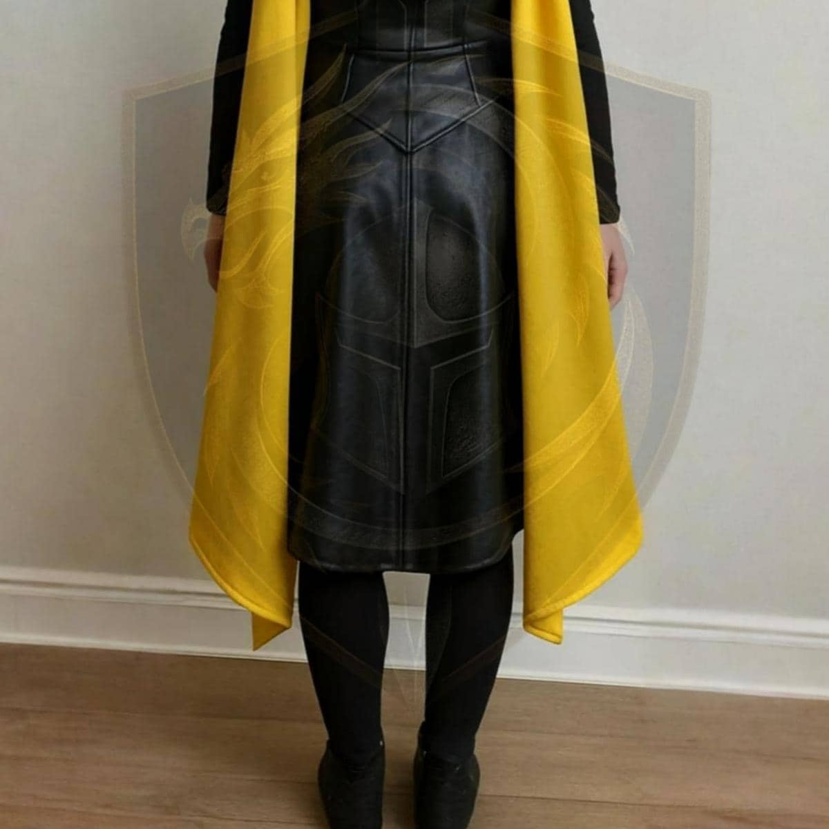Women's Black & Yellow Hooded Cape – Gothic Fantasy Warrior Cosplay Cloak - Verlain London