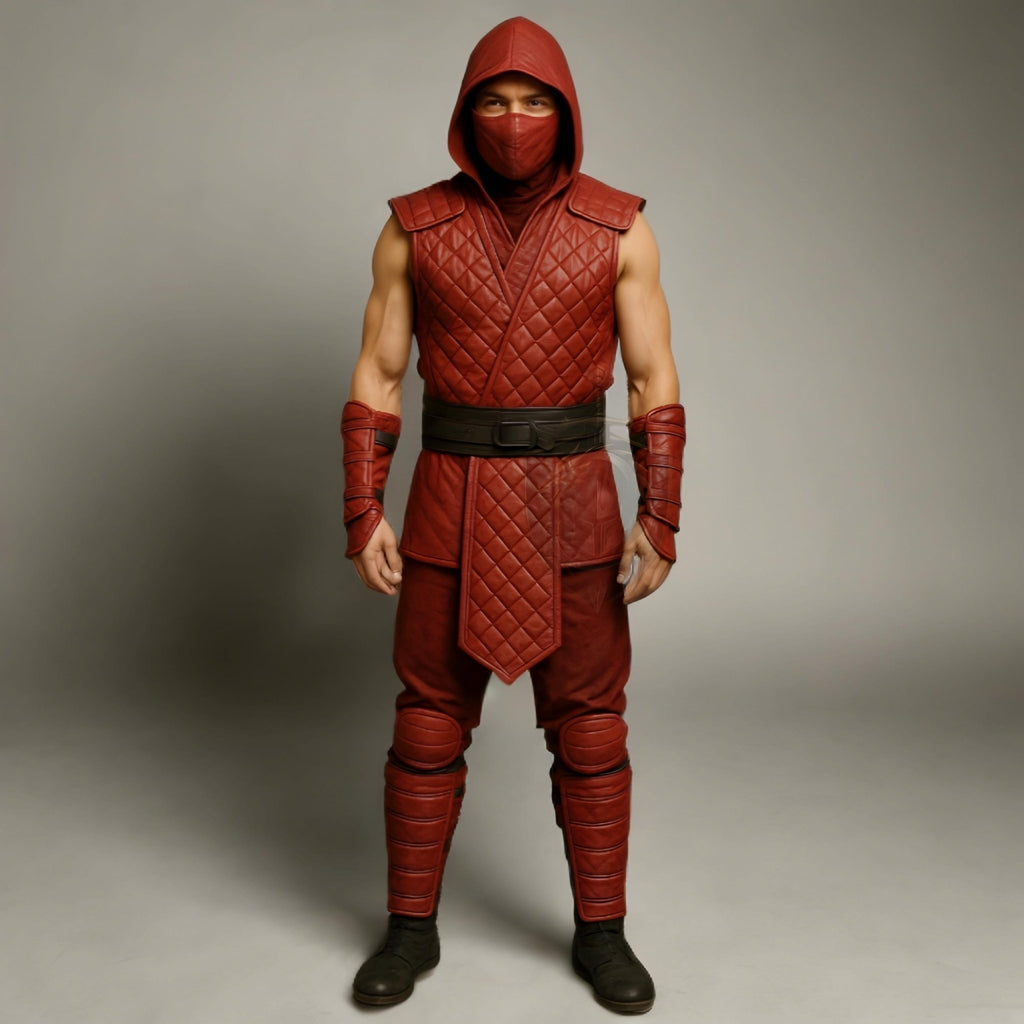 Red Ninja Assassin Cosplay Costume – Hooded Warrior Armor Suit - Verlain London