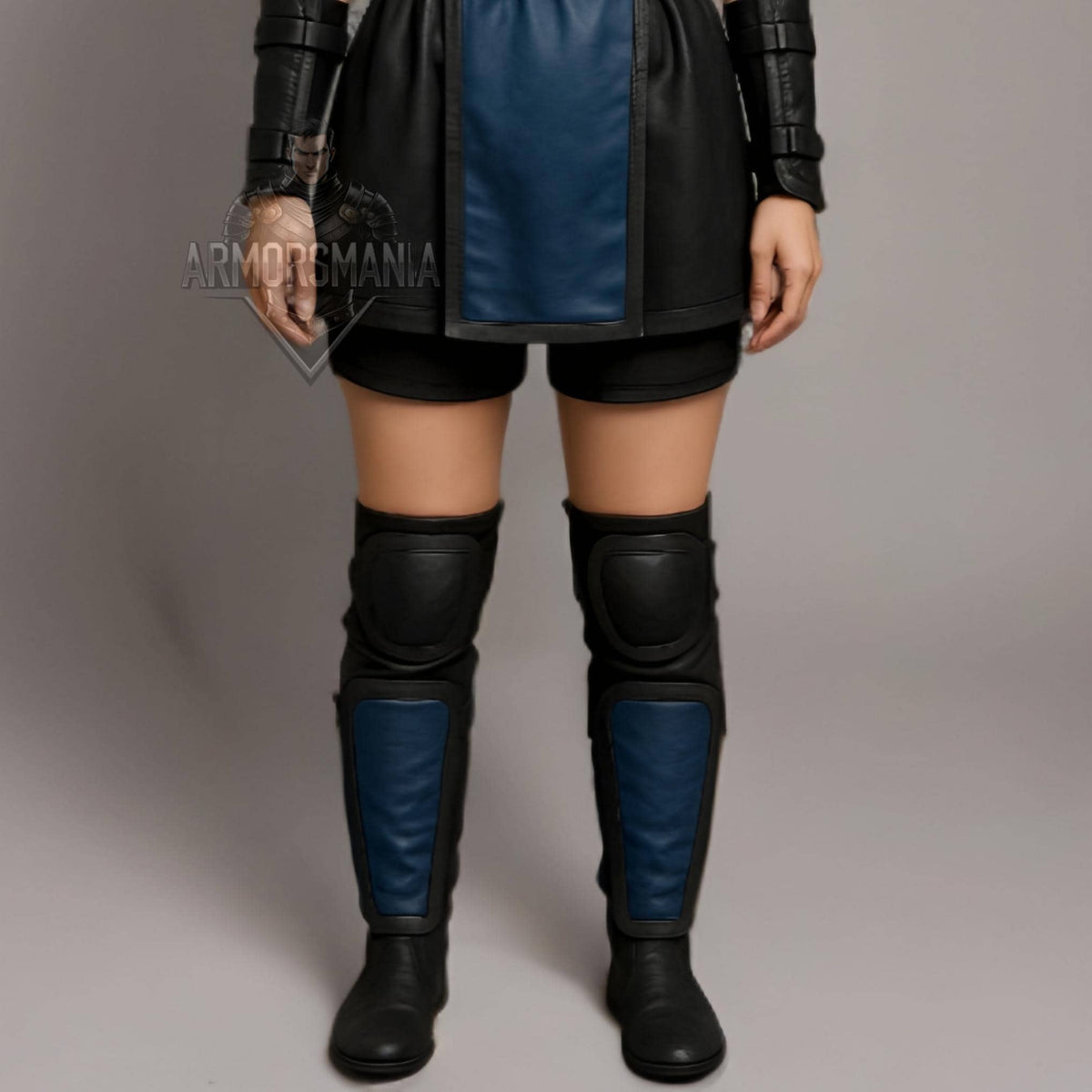 Women's Blue & Black Ninja Costume – Hooded Warrior Cosplay Armor - Verlain London