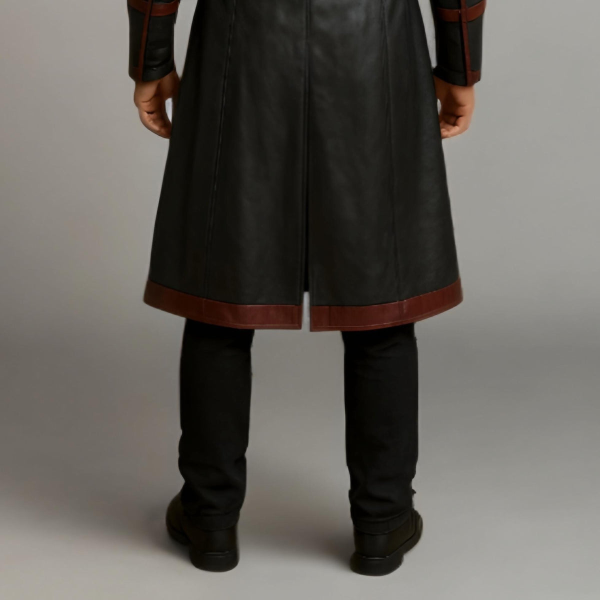 Pumpkin Print Leather Armor Trench Coat – Black Gothic Halloween Coat - Verlain London