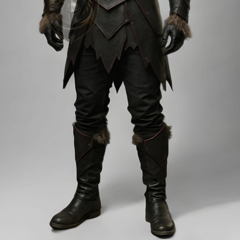 Dark Medieval Knight Leather Armor with Fur Trim – LARP Warrior Costume - Verlain London