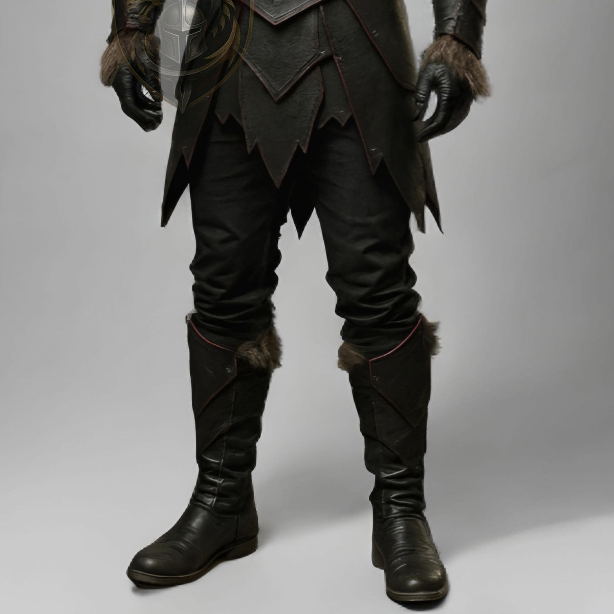 Dark Medieval Knight Leather Armor with Fur Trim – LARP Warrior Costume - Verlain London