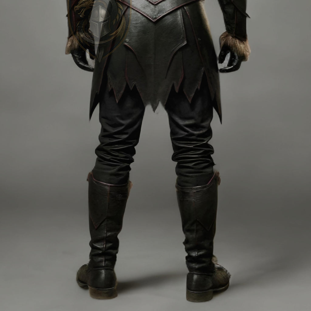 Dark Medieval Knight Leather Armor with Fur Trim – LARP Warrior Costume - Verlain London