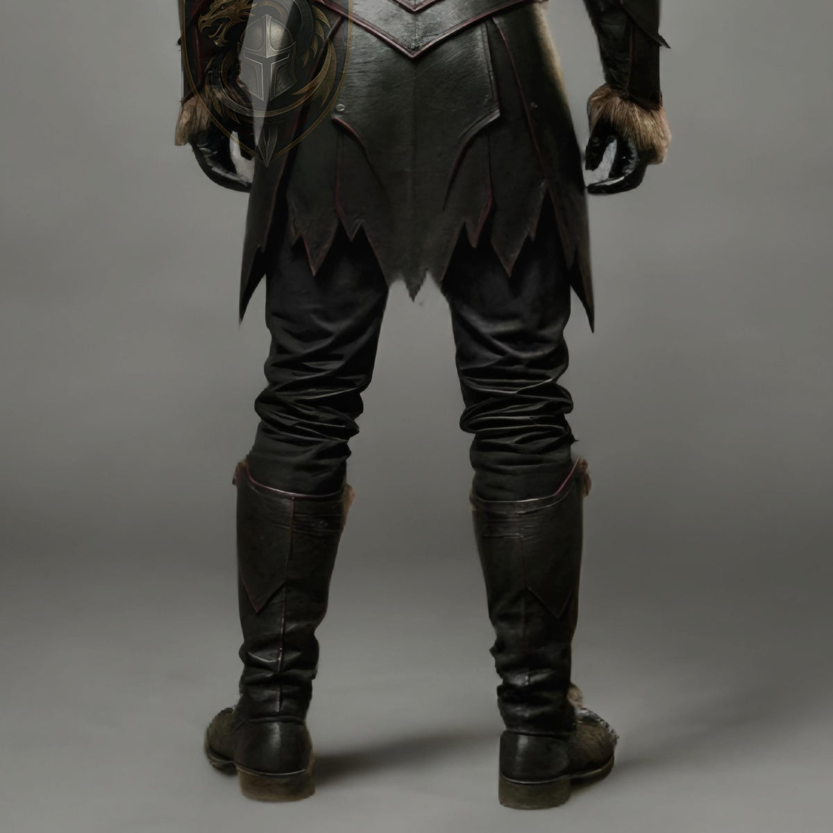 Dark Medieval Knight Leather Armor with Fur Trim – LARP Warrior Costume - Verlain London