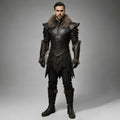 Dark Medieval Knight Leather Armor with Fur Trim – LARP Warrior Costume - Verlain London