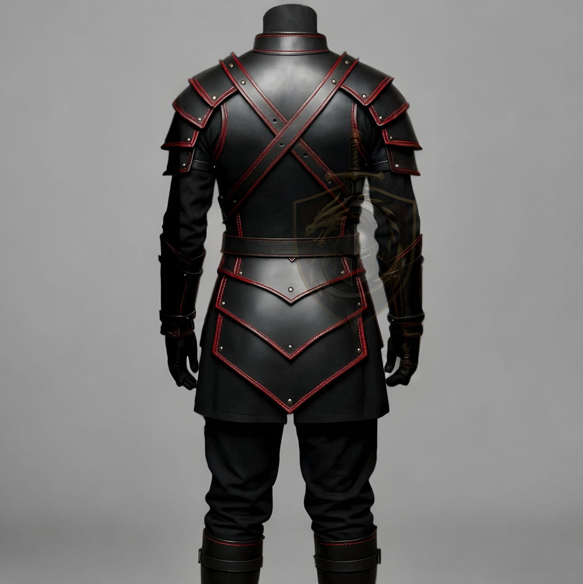 Dark Knight Black Red Leather Armor