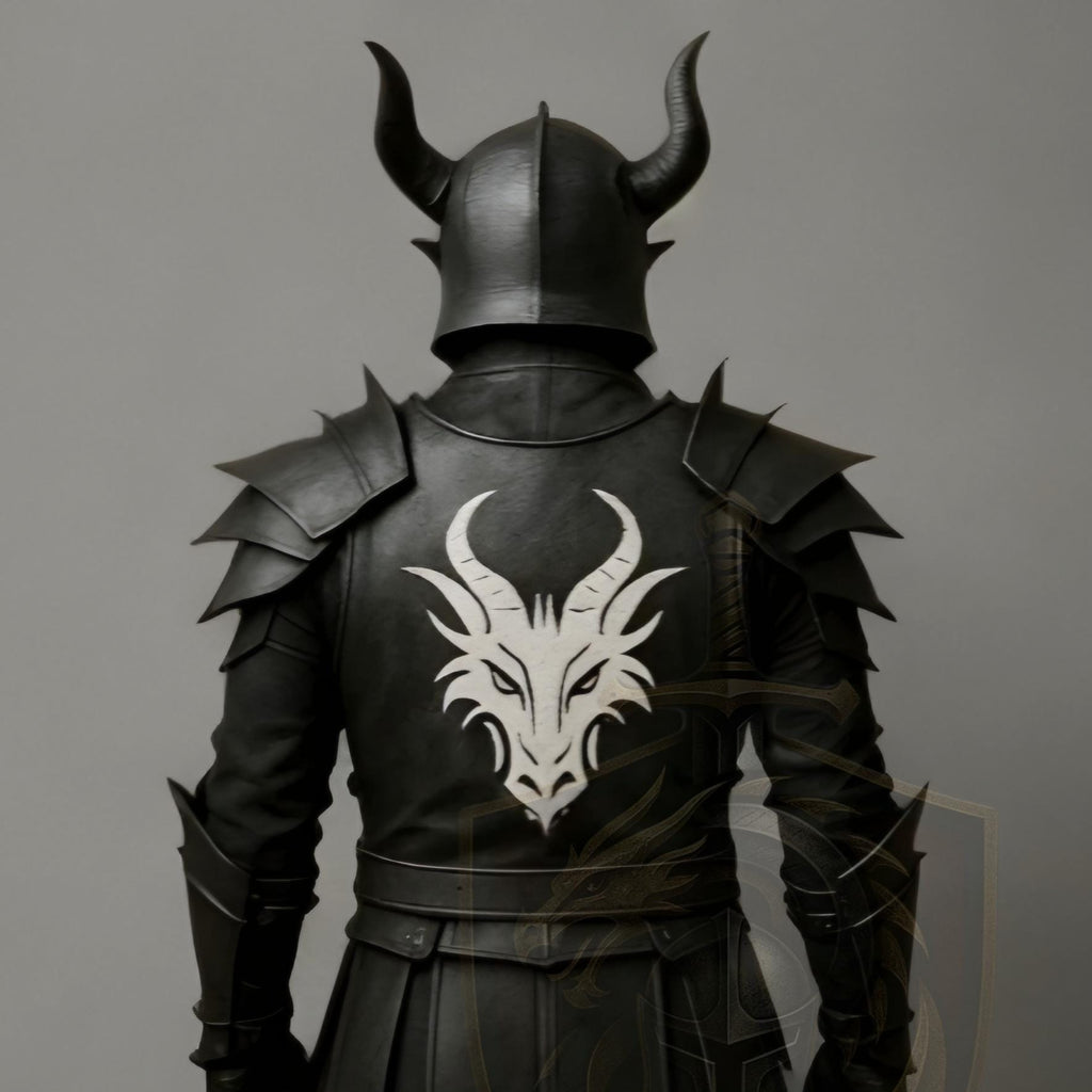 Medieval Black Knight Armor Dragon Crest