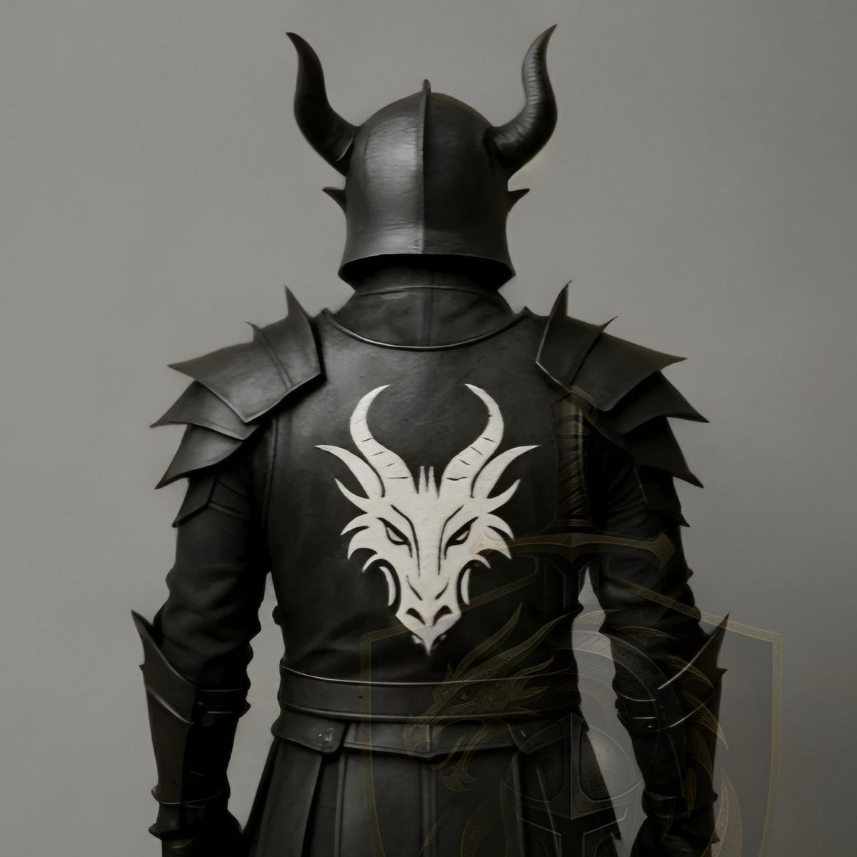 Medieval Black Knight Armor Dragon Crest