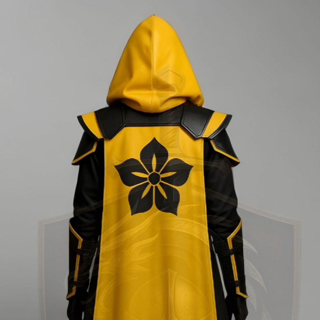 Yellow & Black Assassin Cosplay Costume – Hooded Leather Armor Cloak - Verlain London