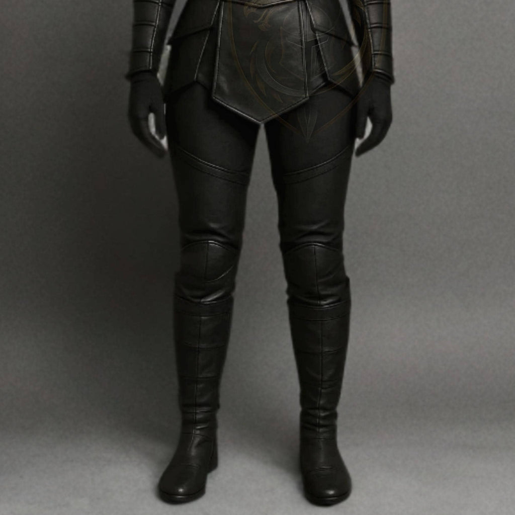 Women's Black Ninja Assassin Leather Costume – Hooded Shuriken Cosplay Armor - Verlain London
