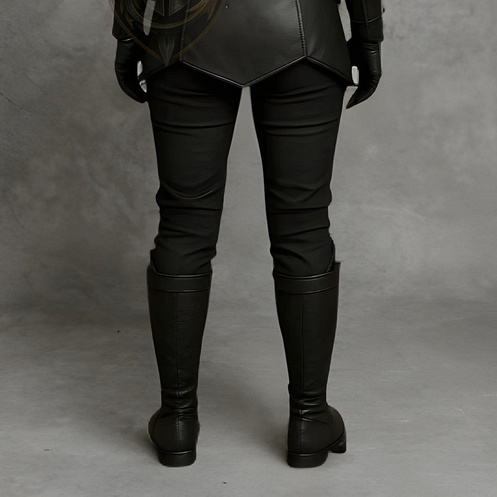 Women's Black Ninja Assassin Leather Costume – Hooded Shuriken Cosplay Armor - Verlain London