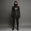Women's Black Ninja Assassin Leather Costume – Hooded Shuriken Cosplay Armor - Verlain London