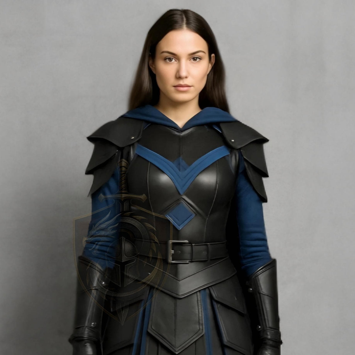 Women’s Blue Leather Armor Cloak