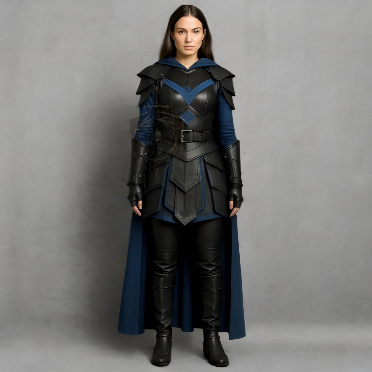 Women’s Blue Leather Armor Cloak