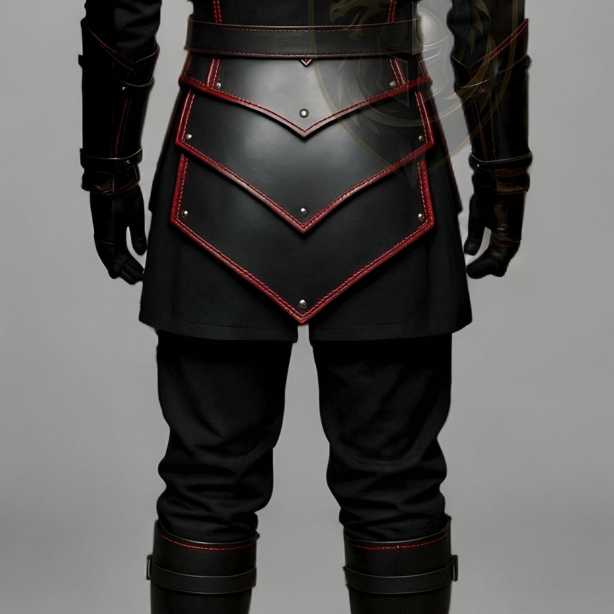 Dark Knight Black Red Leather Armor