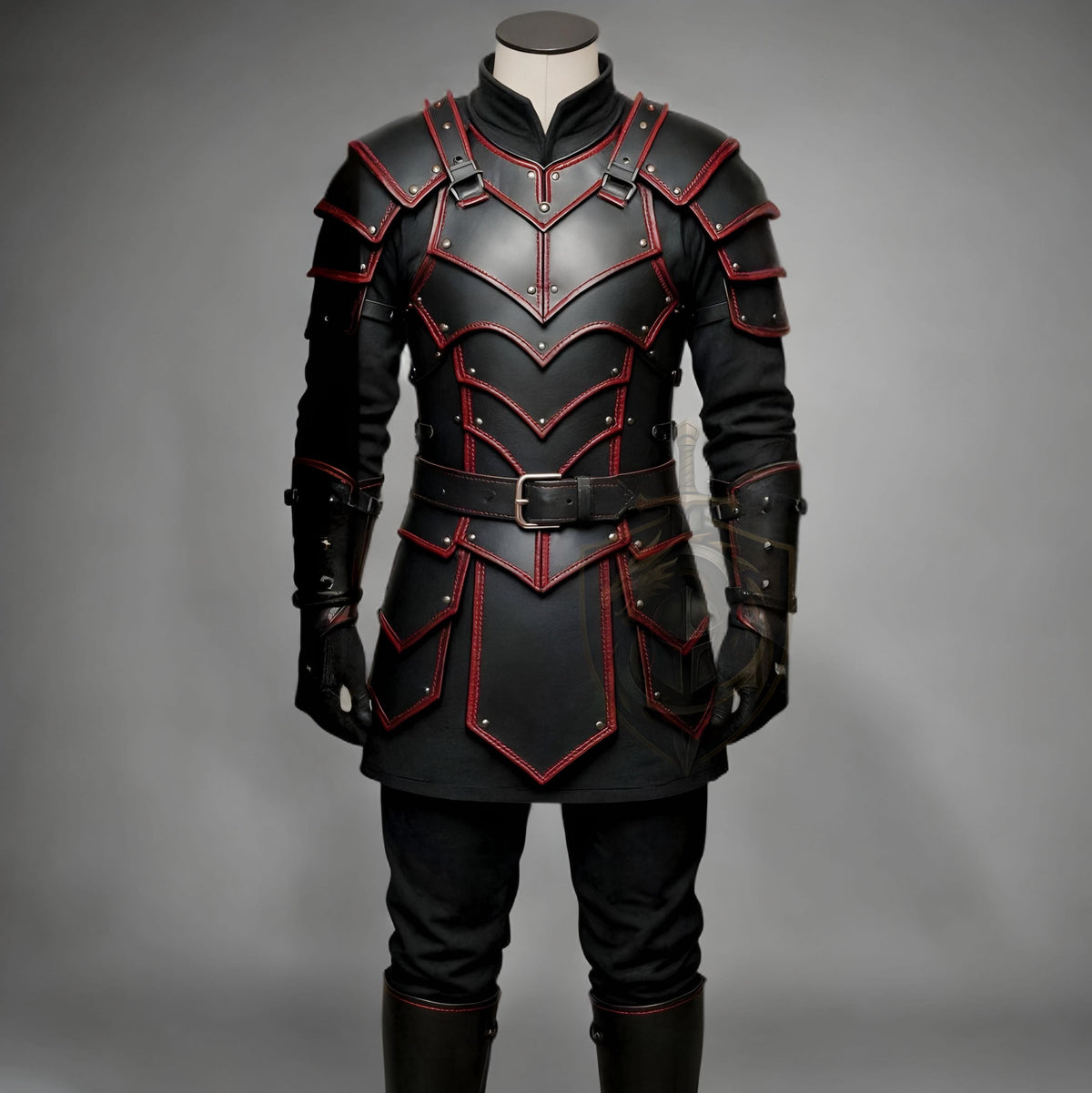 Dark Knight Black Red Leather Armor