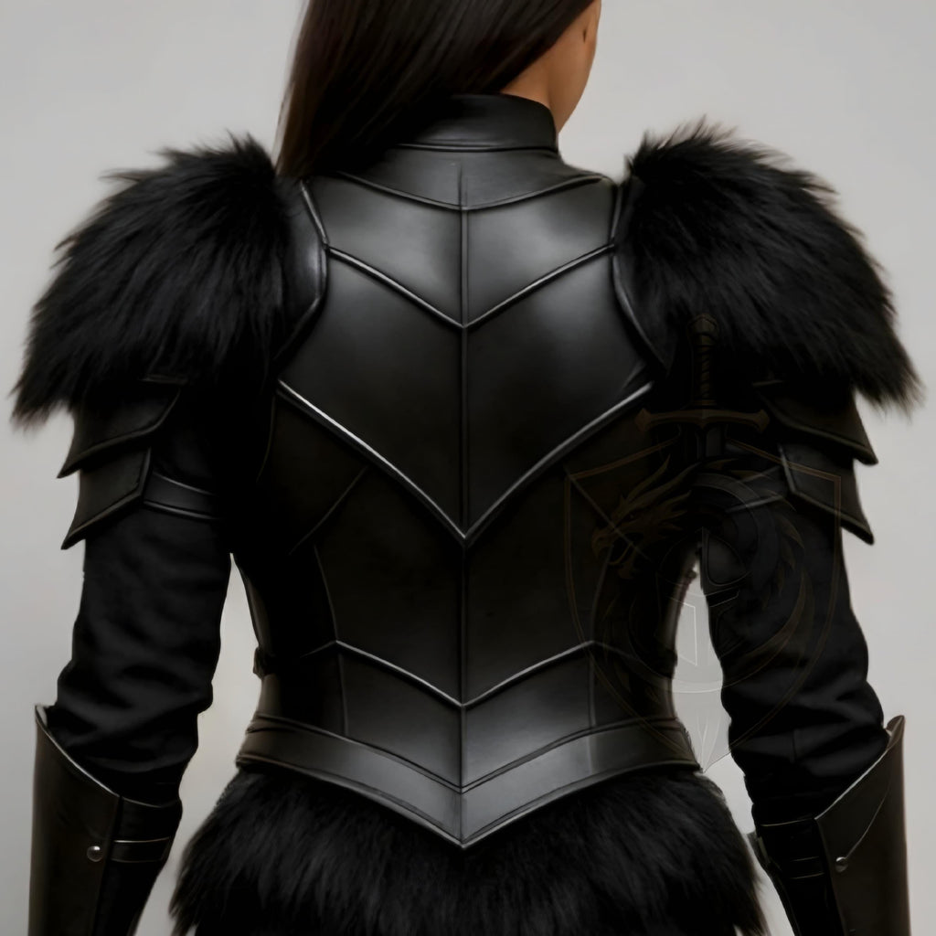 Black Fantasy Warrior Armor Costume for Women Mediev