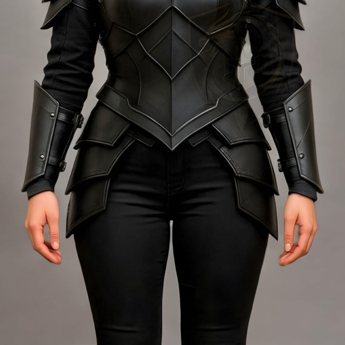 Black Fantasy Warrior Armor Costume for Women Mediev