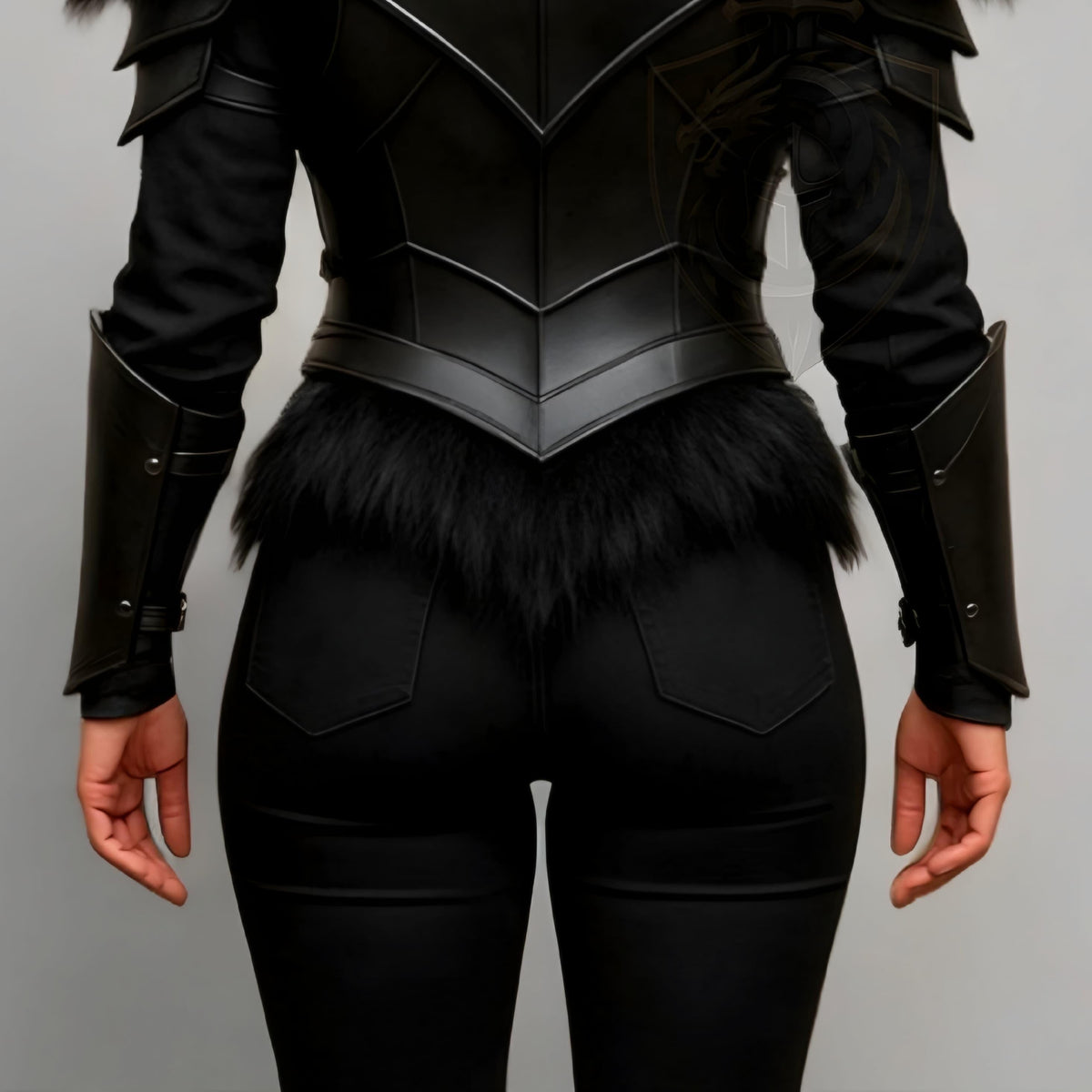 Black Fantasy Warrior Armor Costume for Women Mediev