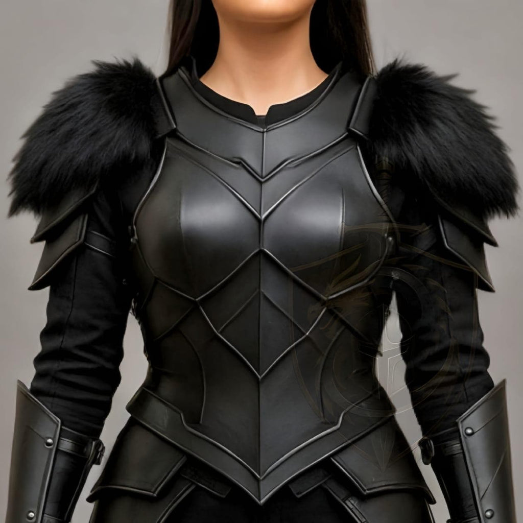 Black Fantasy Warrior Armor Costume for Women Mediev