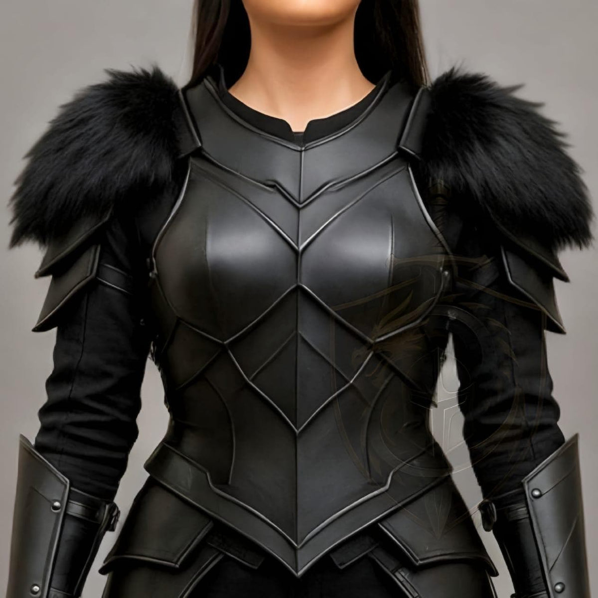 Black Fantasy Warrior Armor Costume for Women Mediev