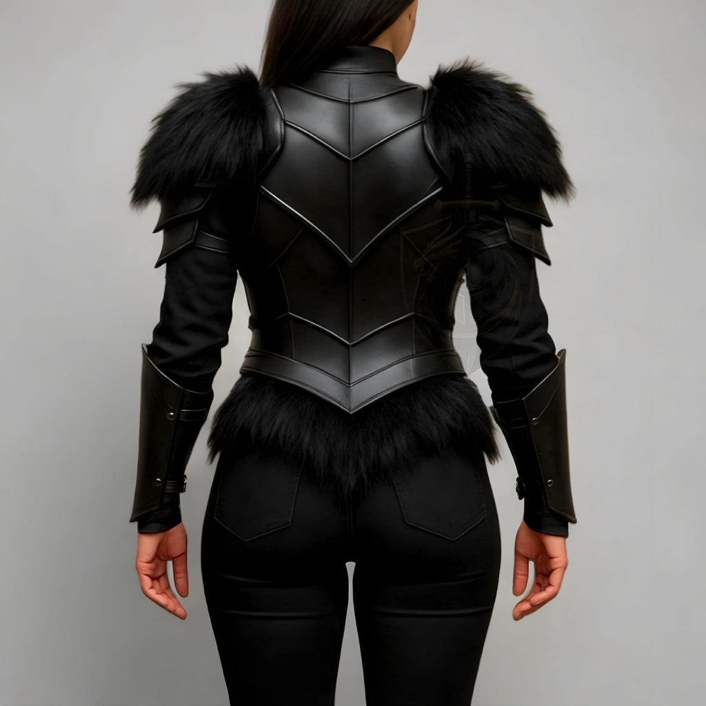 Black Fantasy Warrior Armor Costume for Women Mediev