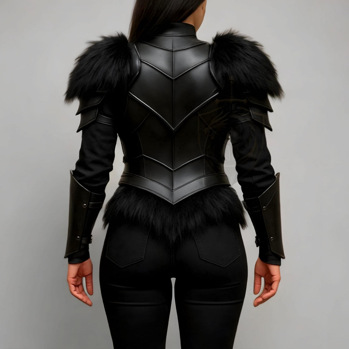 Black Fantasy Warrior Armor Costume for Women Mediev