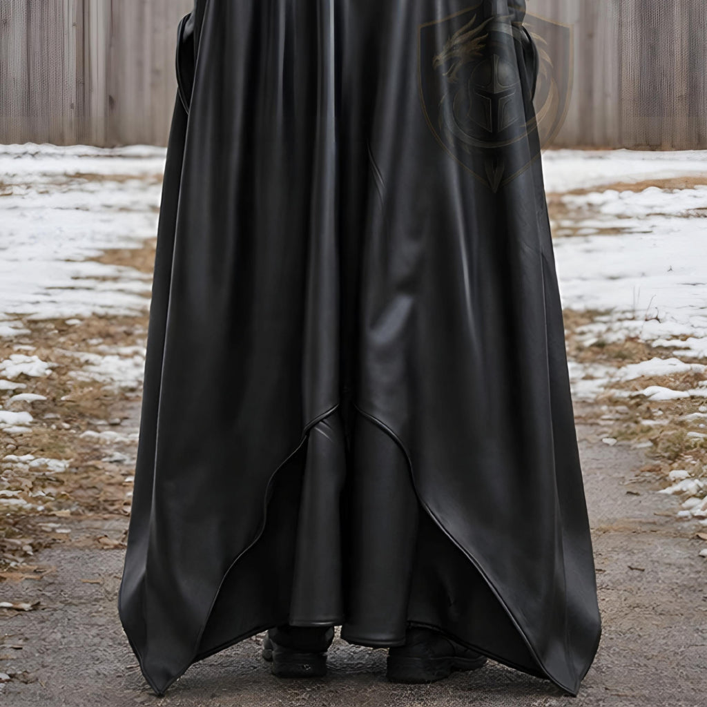 Black Hooded Leather Armor Medieval Dark Knight Cosp
