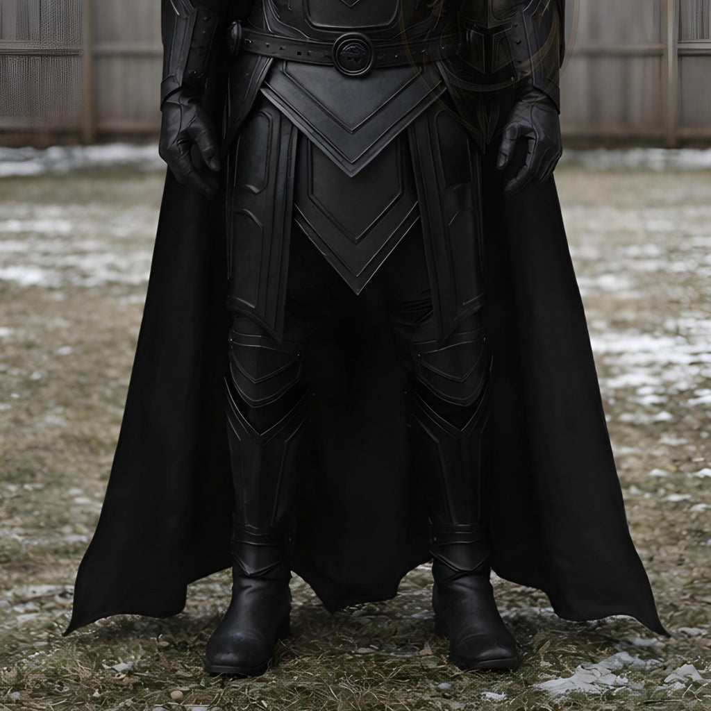 Black Hooded Medieval Warrior Armor Costume Gothic L