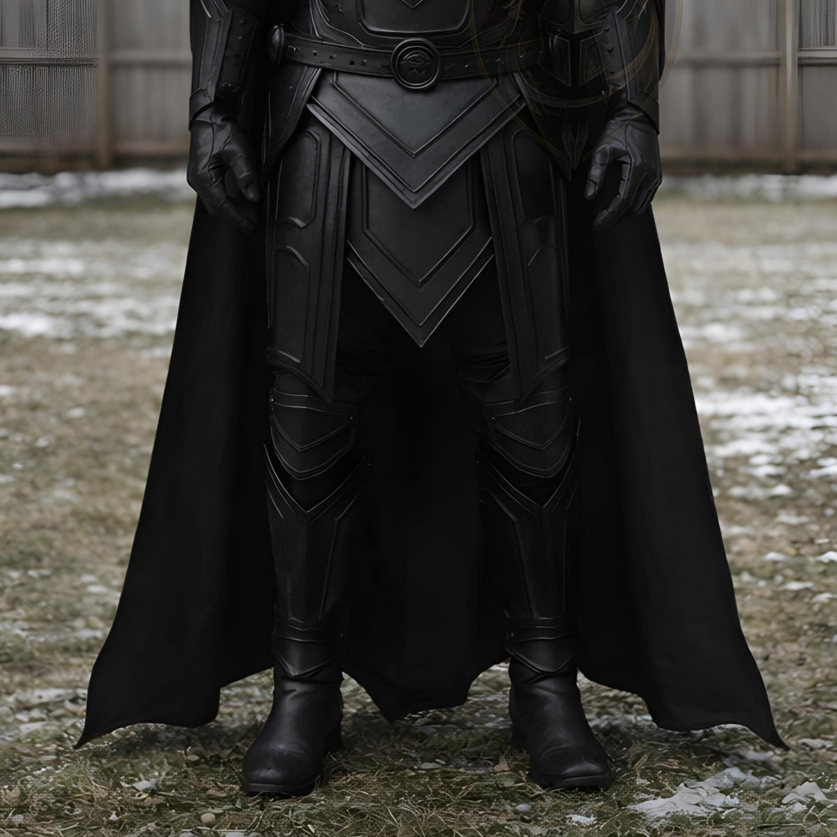 Black Hooded Medieval Warrior Armor Costume Gothic L