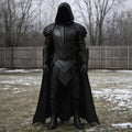 Black Hooded Medieval Warrior Armor Costume Gothic L