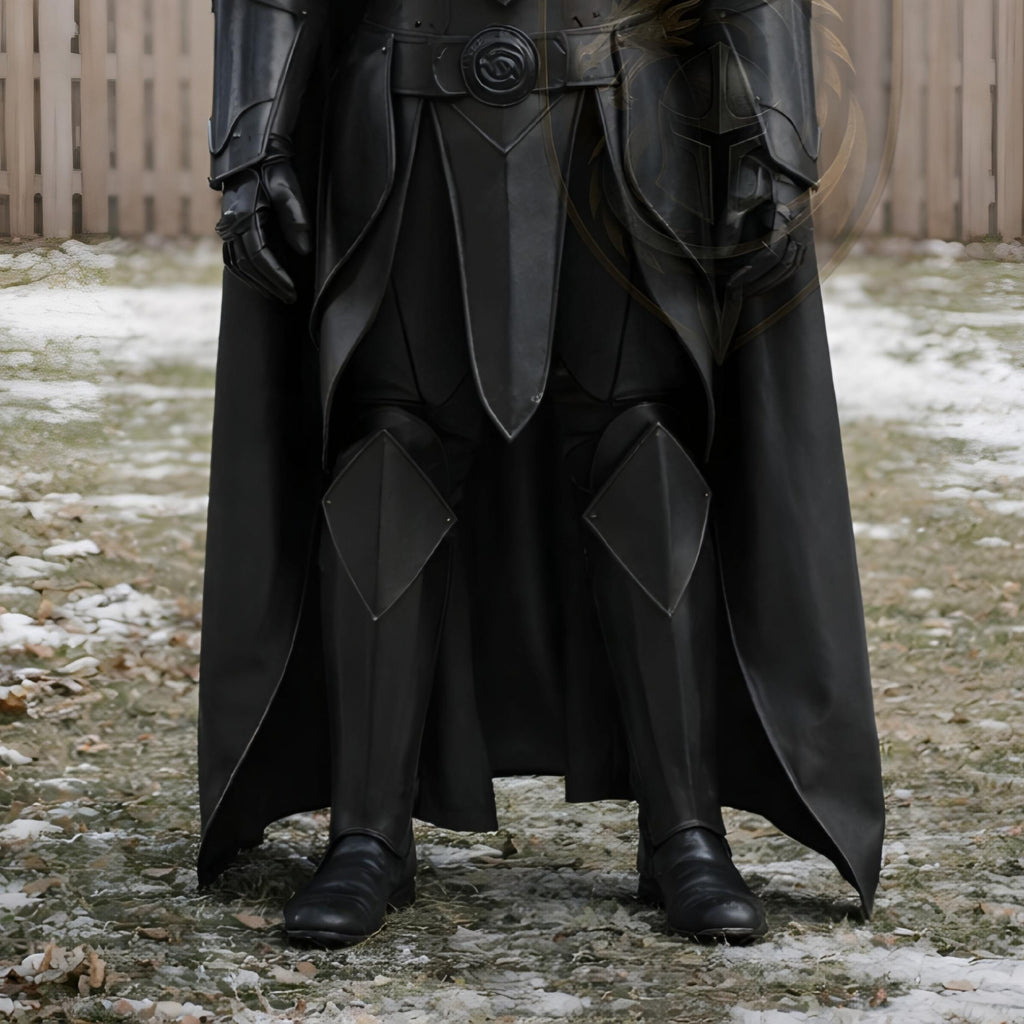 Black Hooded Leather Armor Medieval Dark Knight Cosp